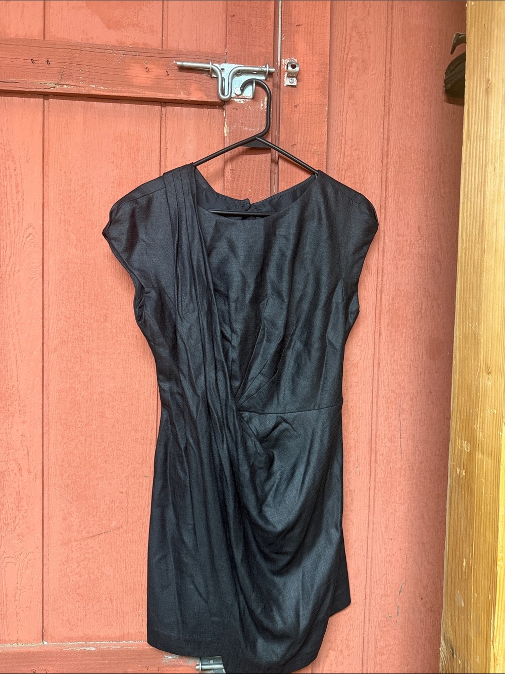 BCBGMaxAzria Black Draped Cap-Sleeve Mini Dress